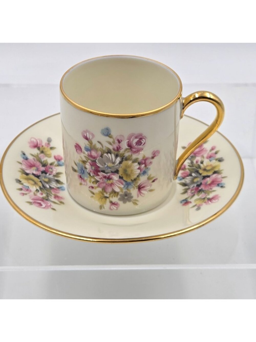 Kuba Porzellan Horst Kuba Set of 4 Espresso Demitasse Cup Saucer Gold Trim - Picture 3 of 13